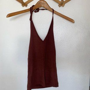 Brown Backless Halter Top